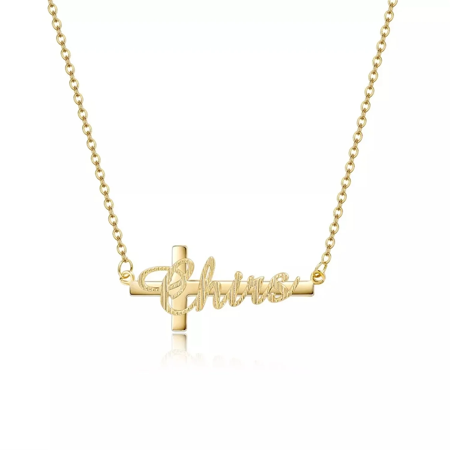 

Custom Cross Gold Name Pendant Necklace Stainless Steel Letter Nameplate Classic Jewelry Women Men Vintage Chocker