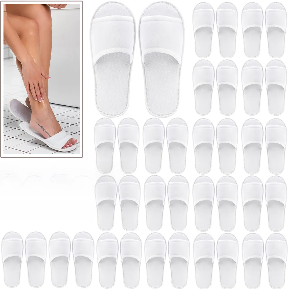 20-200Pairs Open Teen Wegwerp Slippers voor Gasten Witte Huis Gast Slippers Antislip Hotel Slippers Unisex spa Slippers - afbeelding 2