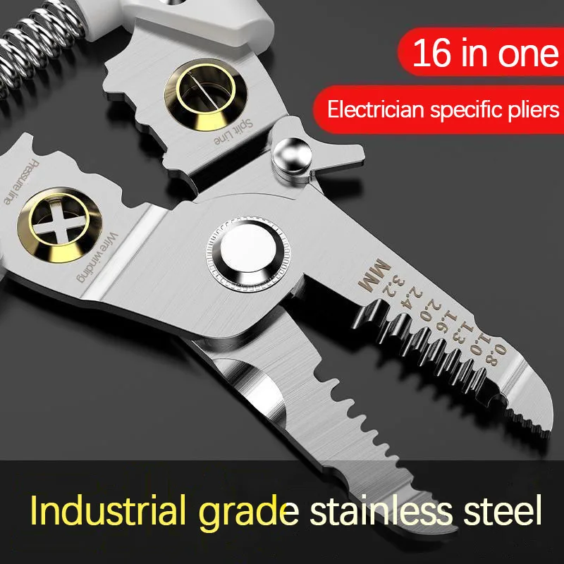 Electrician Specific Wire Stripping Pliers Multifunctional Electricians Maintenance Anti-Slip Stripper Cable Crimper Pliers Tool