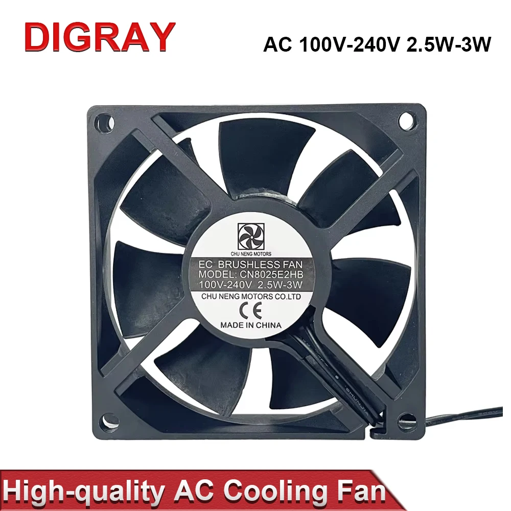 

DIGRAY CN8025E2HB 80*80*25MM 100~240V AC 2.5W-3W High Quality Industrial Cooling Fan