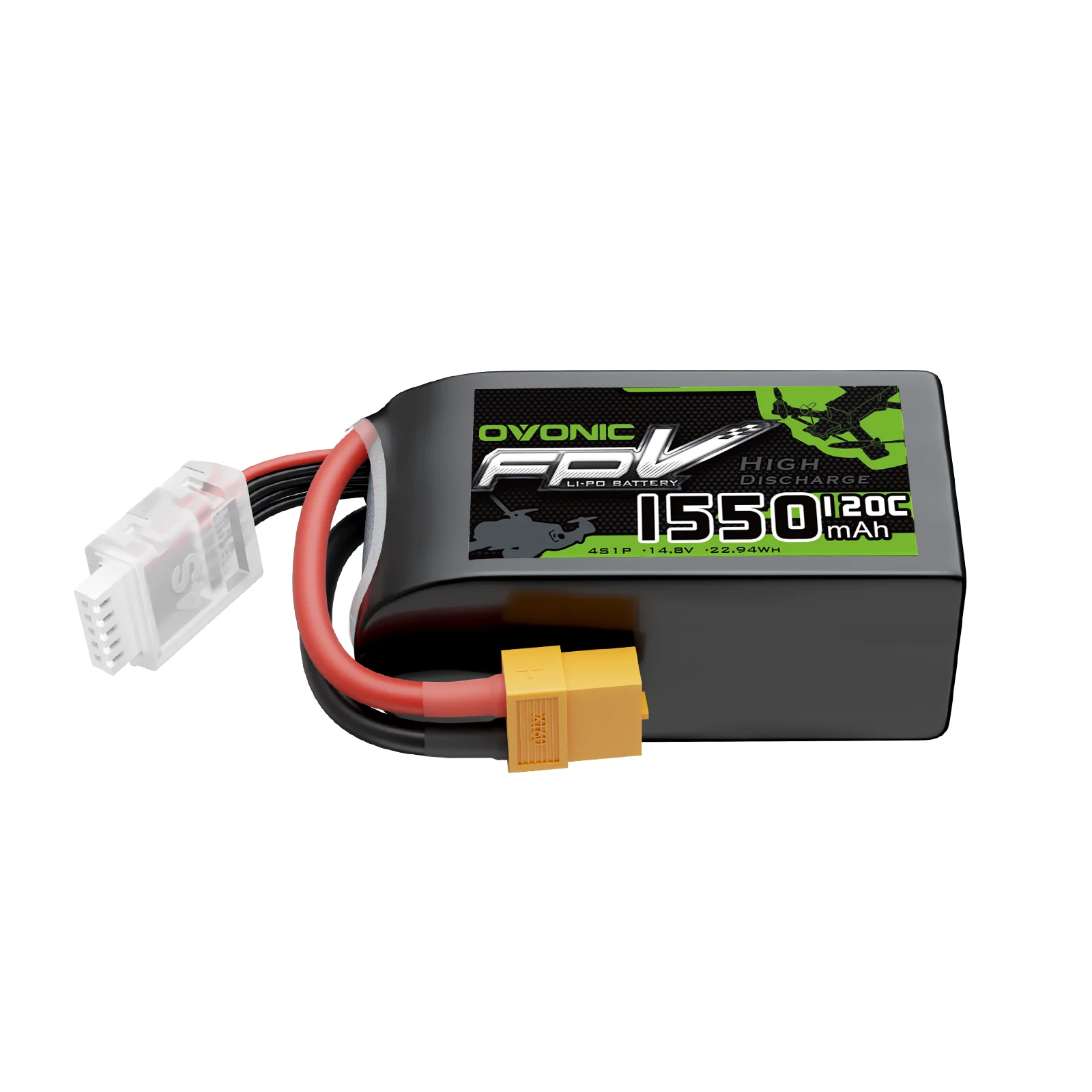 OVONIC R‑Line Version 3.0 4S Lipo Battery 1550mAh 120C 14.8V XT60 Plug FPV Drone Battery for 180‑250mm FPV Racing Freestyle Drones 1 Pack 2 Pack