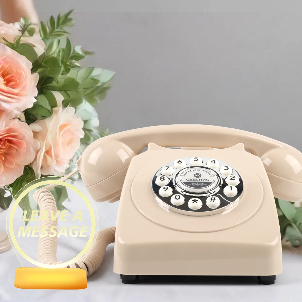 CHEETA Factory sale Wedding Audio Guest Book Phone Retro Telephone Rotary Type Turning Table Record Telephone