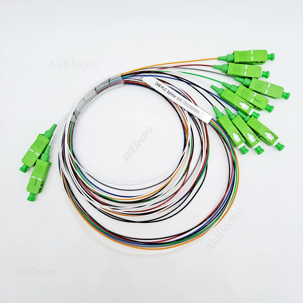 10pcs/Lot SC/APC Fiber Optic Splitter White Color PLC 2×8 Mini SM  0.9mm  FTTH Free Shipping