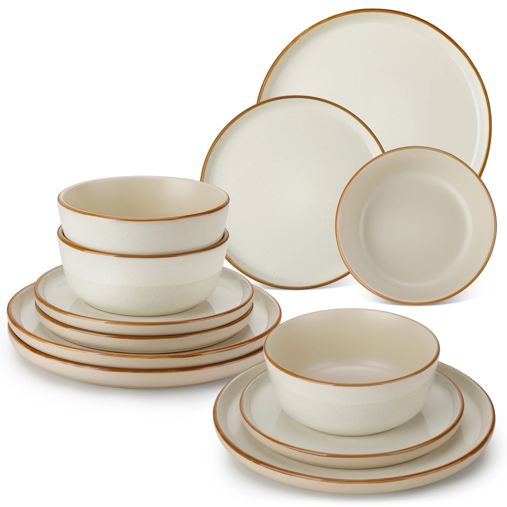 vancasso RENO 12/24-delige steengoed serviesset borden servies reflecterende glazuur multicolor met 4 stuks diner/dessert/schaal
