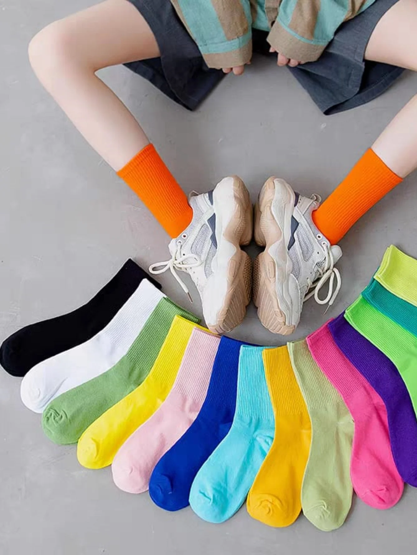 KIT 6 pairs Colorful Women's Socks Medium-Korean Style, Cotton, Influencers Trend, Japanese, Versatile