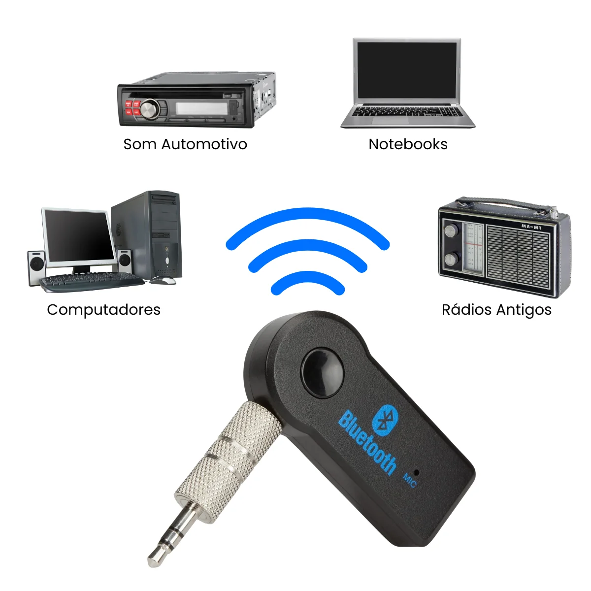 Bluetooth Receiver Adapter P2 Audio Sound Automotive Microphone