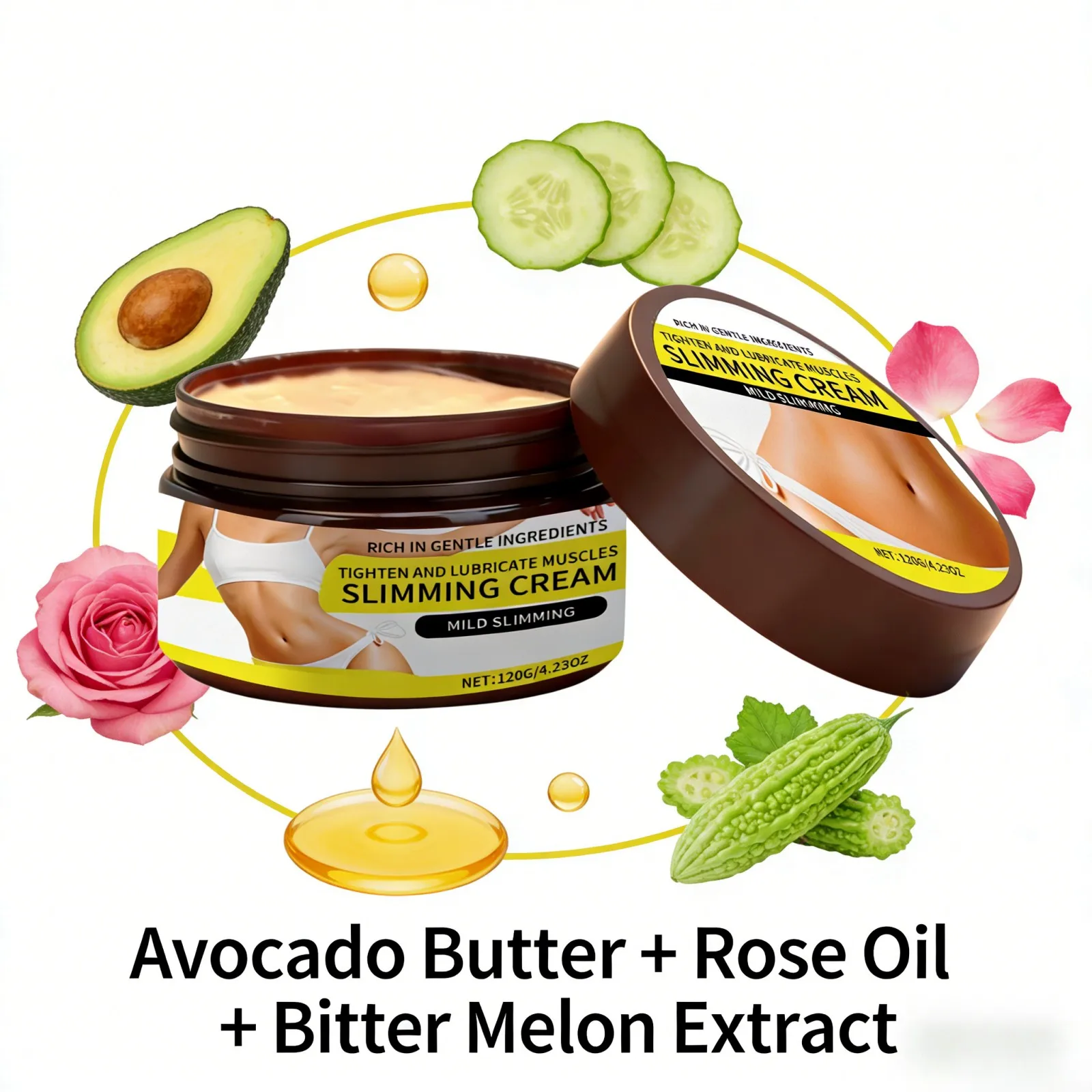 

Антицеллюлитный крем для массажа тела с розовым маслом, увлажняющий, укрепляющий кожу, моделирующий фигуру, для ухода за телом, смягчающий, сжигающий жир, крем для похудения, 120 г