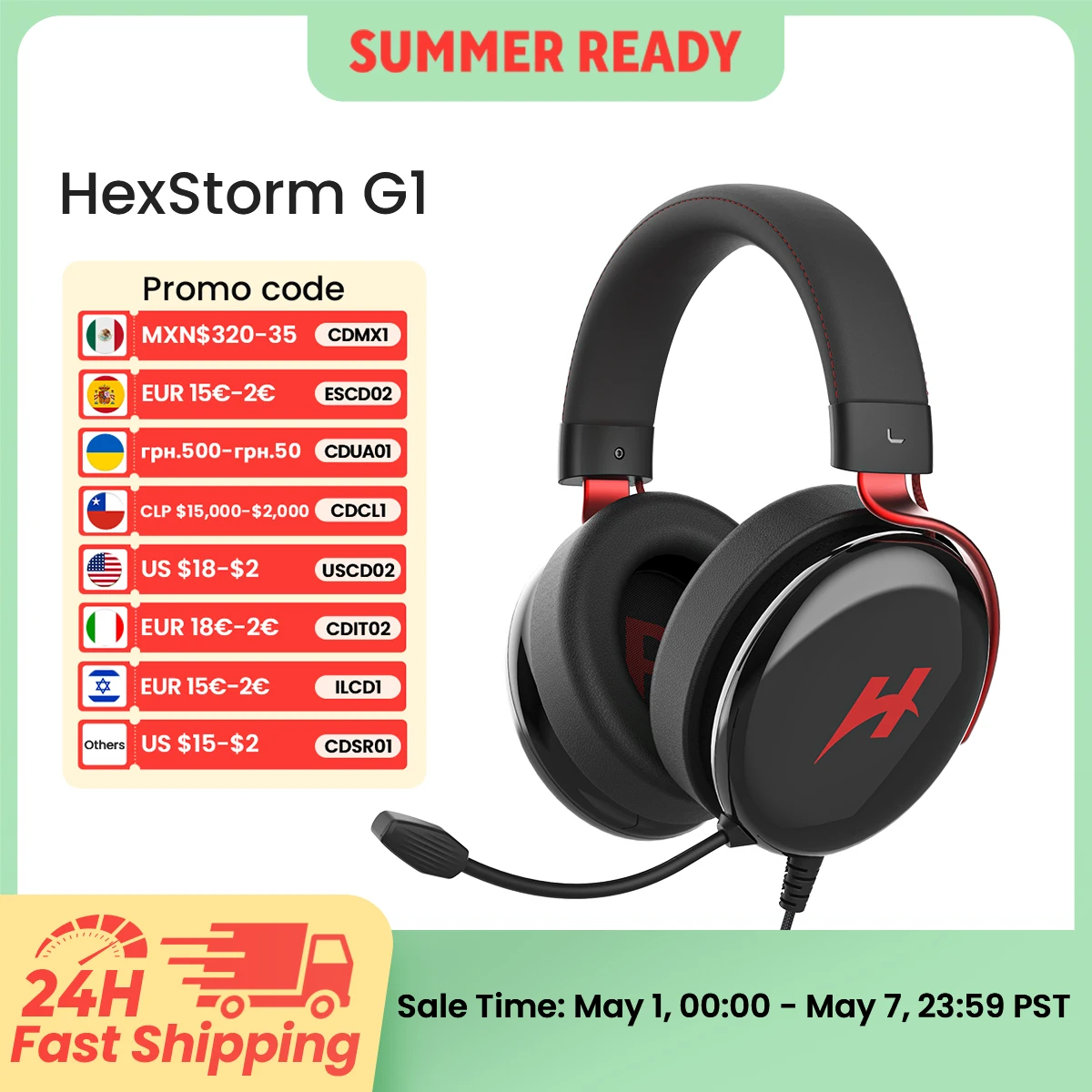 

HAYLOU HexStorm G1 Wired Gaming Headphone 7.1 Surround Sound 50mm Dual Driver Esports Gamer Headset with Mic For PS4 PS5 PC