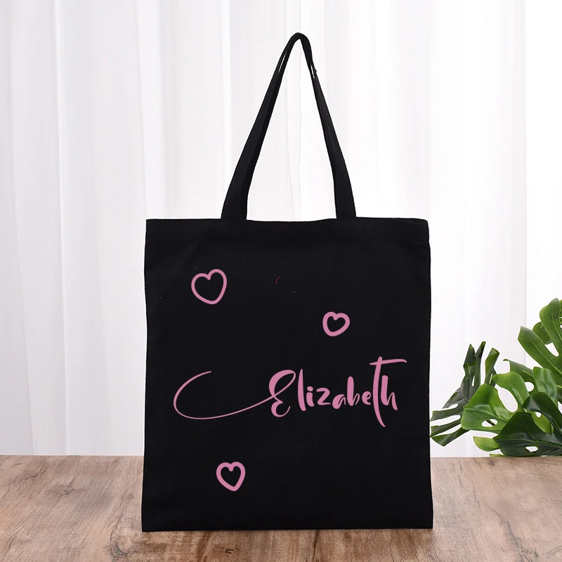 Customized Large Capacity Canvas Bag Portable Simple Cotton Bag Shopping Mall Shopping Bag Shoulder Bag Valentine\'s Day Gift