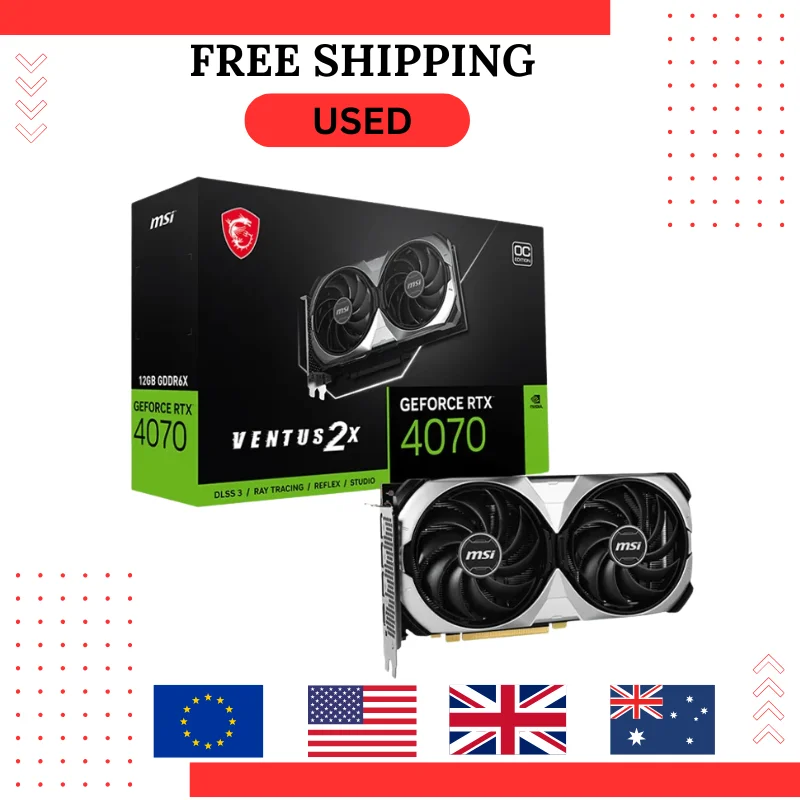 Б/У MSI GeForce RTX ™   4070 VENTUS 2X E 12G OC GDDR6X 4NM 192 бит 12 ГБ видеокарты placa de gik PCI4.0 8PIN