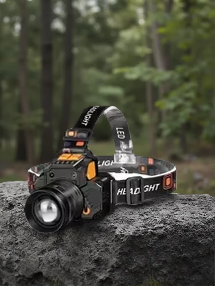 Rechargeable LED Headlamp with 3 Lighting Modes, Adjustable Focus 90° Tilt,for Camping,Hunting,Fishing, Hiking Outdoor Adventure