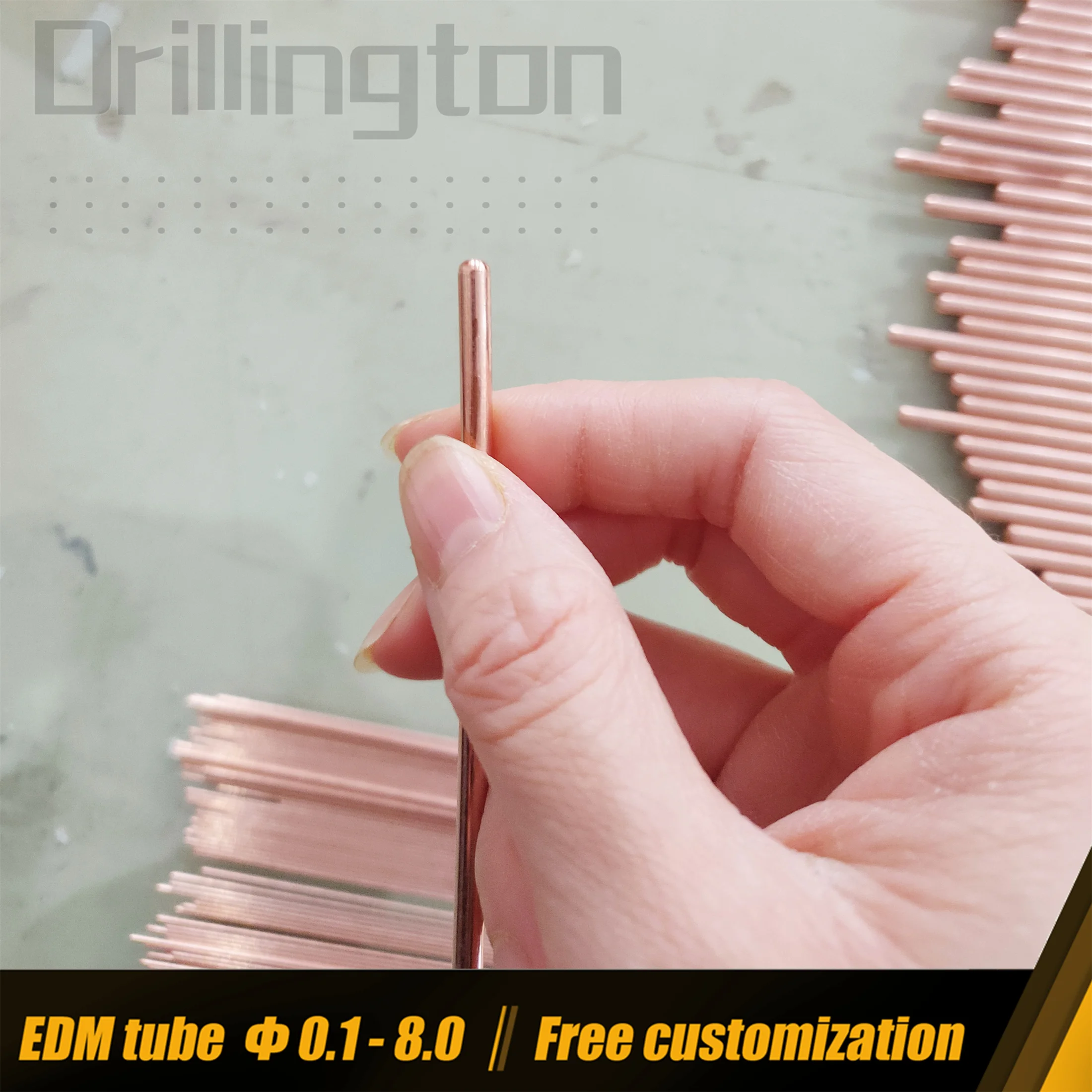 Drillington Custom EDM Electrode Tube Brass Copper 0.08mm - 8.0mm Single Hole Multi Channel High Precision for EDM Machine