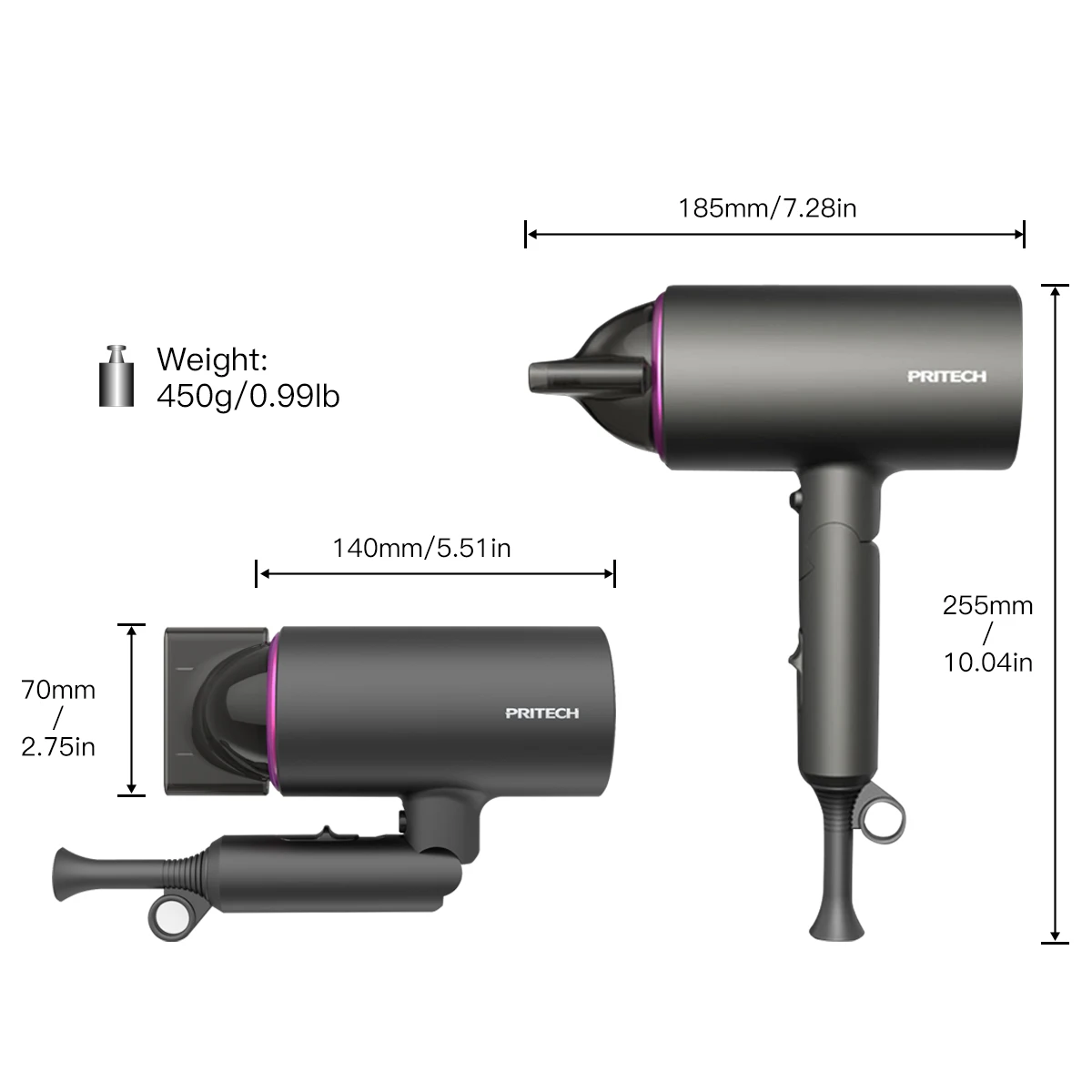 Foldable Anion Hair Dryers Professinal Quick Dry 1400W Travel Hairdryer Portable Hair Blow Dryer with Pro Negative Lon for Salon