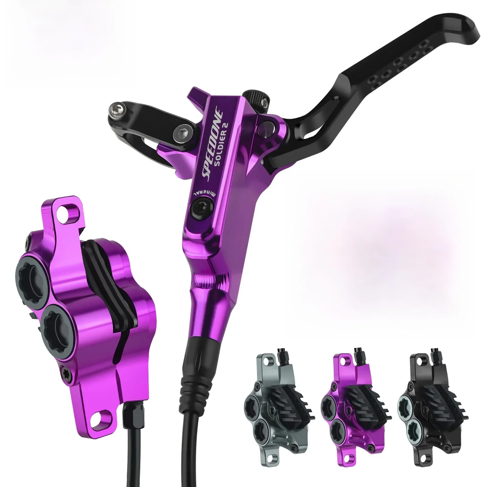 AliExpress NONE SPEEDONE SOLDIER 2 Four Piston Hydraulic Disc Brake for MTB Bike 850/1600mm Cooling Pads 4 Piston Oil Pressure DH E-bike Brake