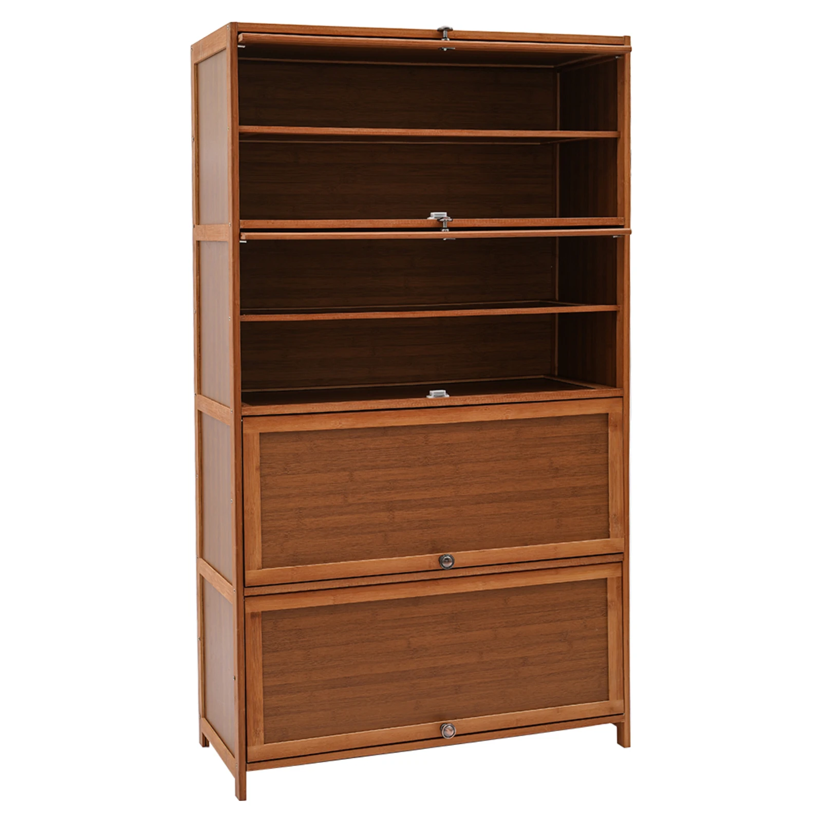 10/8-tier Free Standing Shoe Cabinet, Brown Bamboo Shoe Organiser For Entrance Hallway Office with Flip Doors for Gardens