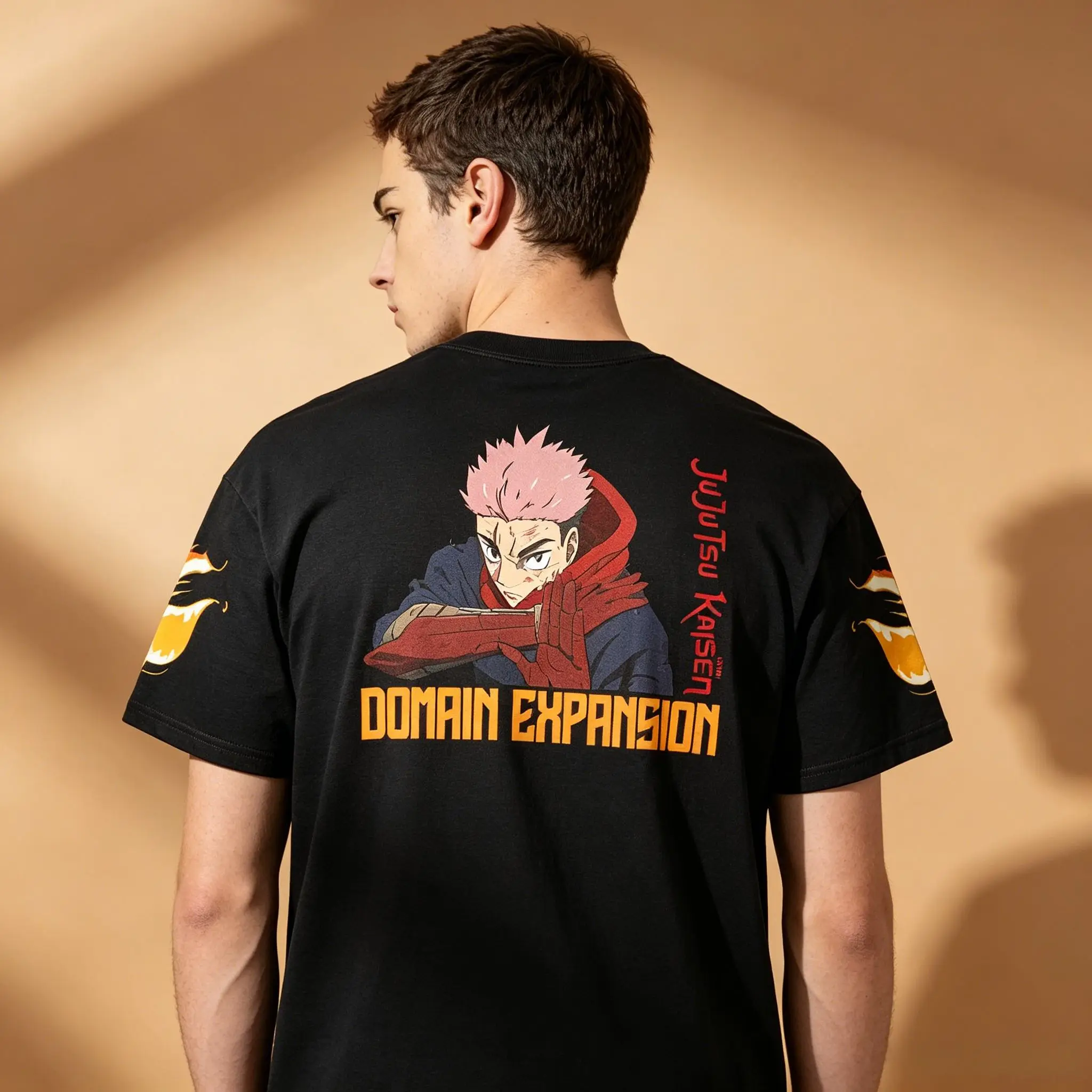 Men's Jujutsu Kaisen Yuji Itadori Domain Expansion Vintage Graphic T-Shirt, Black Anime Otaku Streetwear Short Sleeve Casual Tee