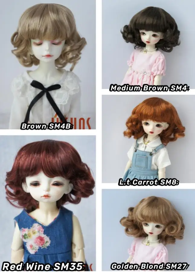 JD164 Fashion Short Wave BJD Synthetic Mohair Wig Suit For 1/12 1/8 1/6 1/4 1/3 Doll Hair From 4-5inch to 10-11inch Accessories