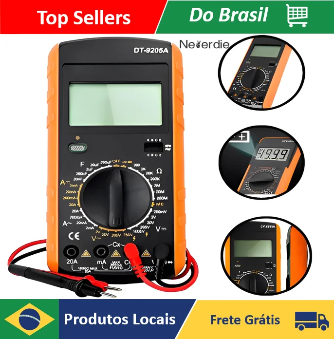 Multiímetro Digital Portátil Profissional C/Capacímetro E Beep Bateria Cabo TesteMedição Display - Neverdie Store