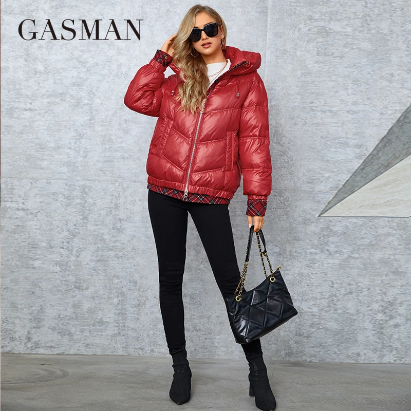 GASMAN Women\'s Parka 2022 New Fashion Women stand collar short slim casual hooded Luxury pocket Warm Down Jacket GM-82903