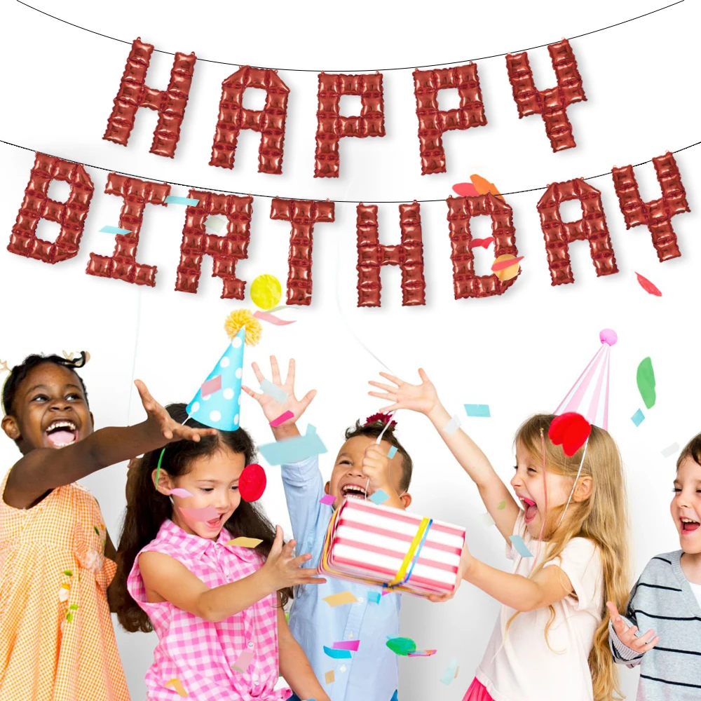 

16 inch Red Letter Ballons Happy Birthday Foil Air Inflatable Balloons Anniversary Party Decorations for Adult Kids Toy Supplies