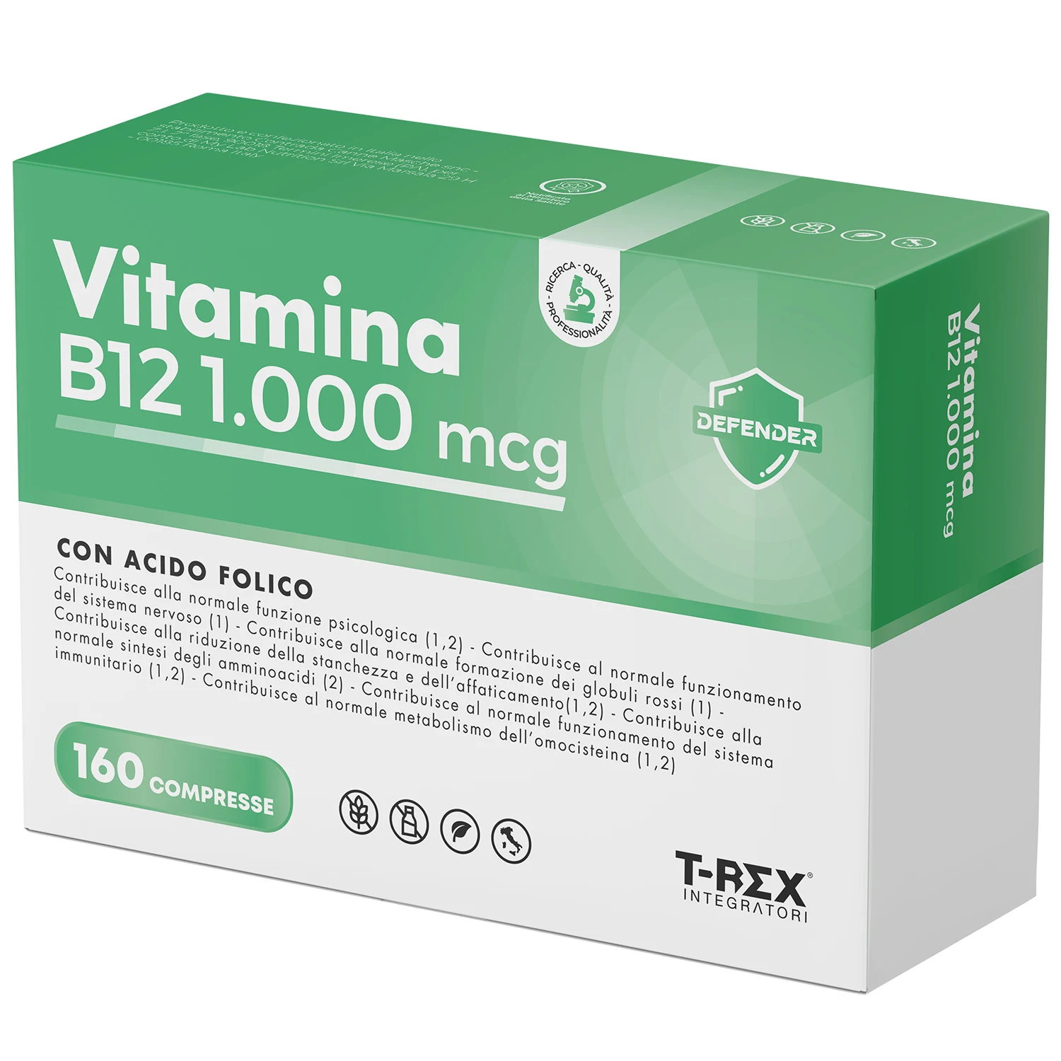 Vitamina B12 1000 mcg y Ácido Folico 400 mcg 160 microtabletas de alta dosis-Cianoocobalamina y Folato Vegano para Cálidad Física y Mental-5 Meses Suministro