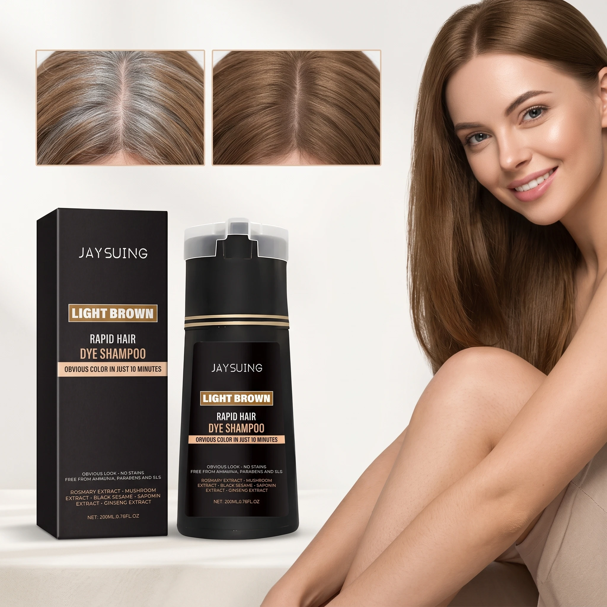 200ML Light Brown Hair Dyeing Shampoo Herbal Formula Nourishing Scalp Enhance Smoothness Moisturizing Repairing Damaged Hair Volumizing Hair Dyeing Shampoo