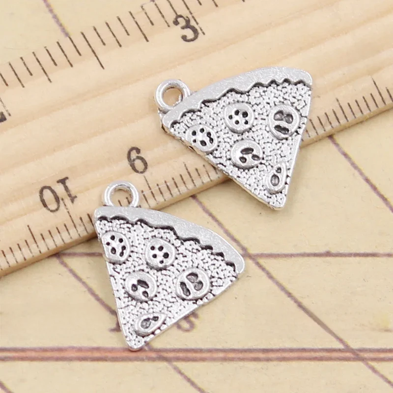 20 sztuk Charms jedzenie Pizza Cate 19x19mm tybetański srebrny kolor wisiorki antyczne tworzenie biżuterii DIY Handmade Craft — zdjęcie 2