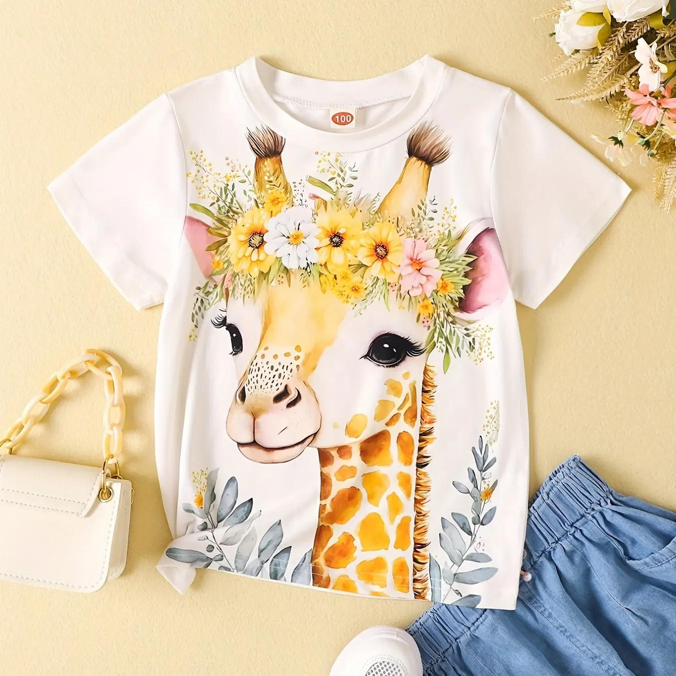 Girl Giraffe 3D Print Short Sleeve TShirt Summer O-neck Harajuku Tshirt Short Sleeve Cartoon Fashion Streetwear Tee Kid Clothing