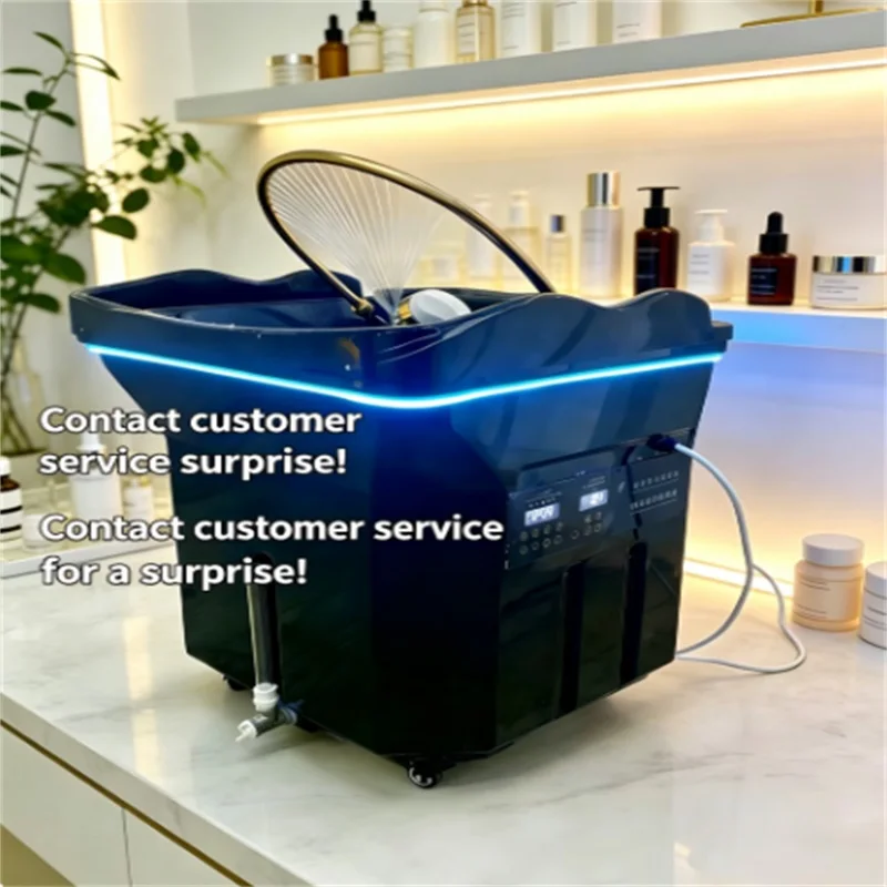 Tragbarer LED-Shampoo-Stuhl mit Rückenmassage und Kopfpflege-Spa-Liege mit Wassertank, geeignet für Schönheitssalons.