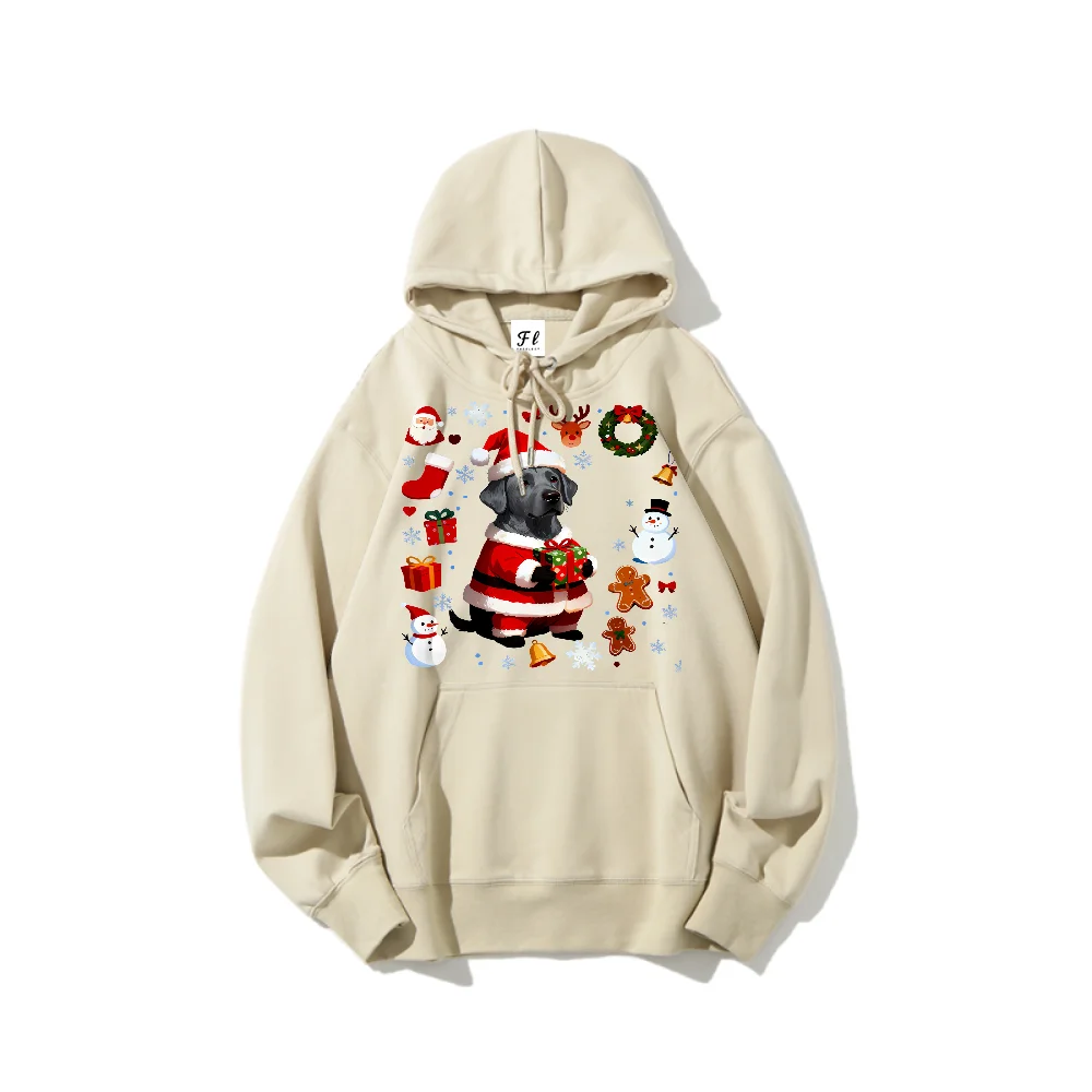 احتفالي عيد الميلاد الكلب في سانتا الزي المطبوعة عارضة هوديي للجنسين المتضخم لينة النسيج البلوز لمحبي الكلاب عطلة مريحة