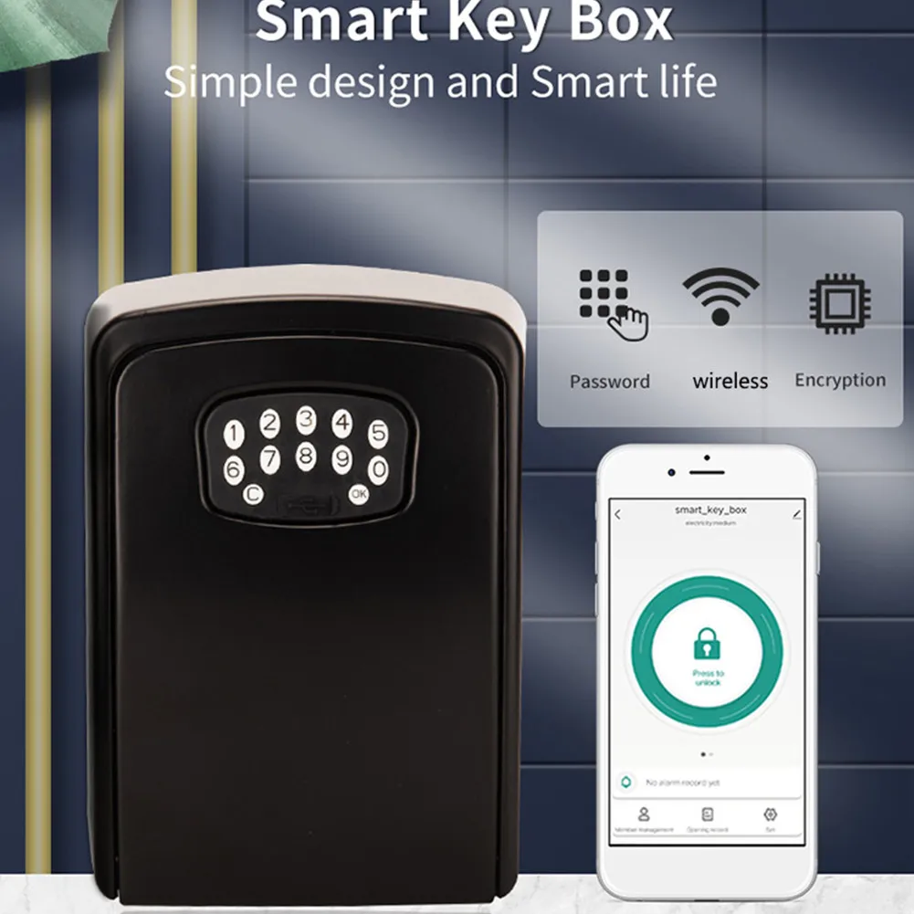 Imagem -02 - Smart Lock Box com Senha e Aplicativo para Celular Desbloqueio para Armazém Chave Anti-perdida Cofre Forte Ddeposit Controle Remoto