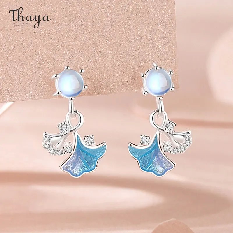 

Thaya S925 Silver Women Earrings Ginkgo Leaf Moonstone Luxury Earring for Women Fashion Party Female Fine Jewelry Sweet Gifts