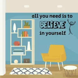 Believe In Yourself Motivational Quote Living Room Bedroom Background DIY Wallpaper Home Decoration Poster Letter Wall Sticker