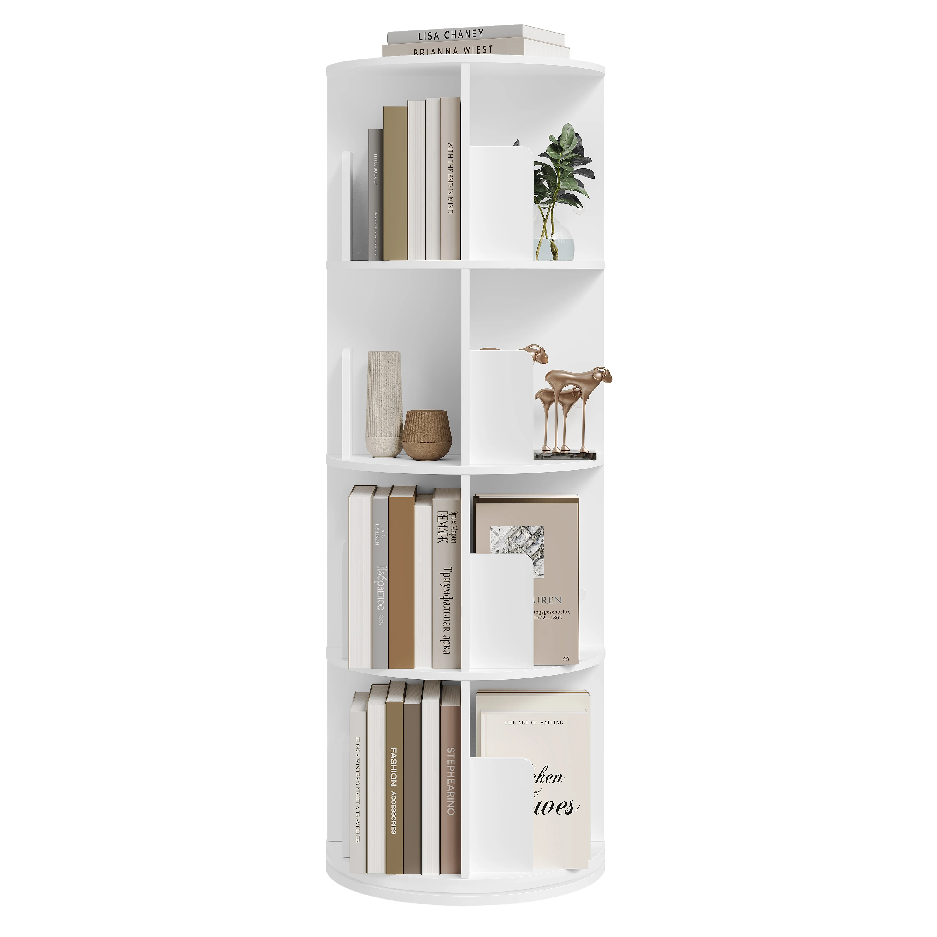 Librería Giratoria de 360 Grados, 4 Niveles, Estante de Oficina, Estante Decorativo de Almacenamiento para Sala de Estar, Dormitorio, Habitación Infantil