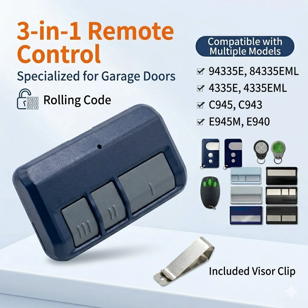 3 in 1 Garage Door Remote Control 94335E 4335E 84335EML CM842 C945 Merlin+ Merlin+ 2.0 E940 E945M 433.92MHz Transmitter