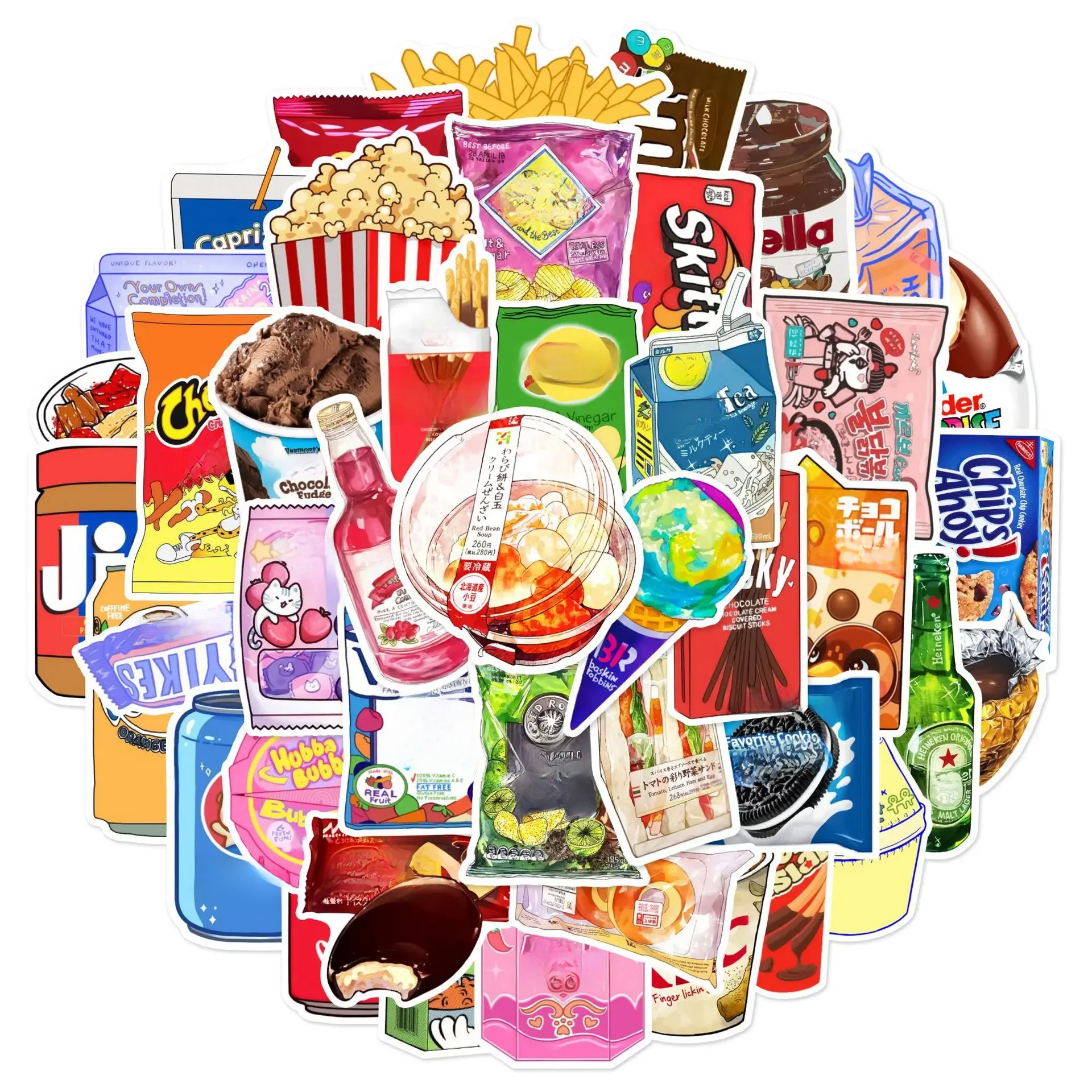 AliExpress mobokono 50Pcs Classics Snack Packaging Stickers Waterproof DIY Phone Bike Wall Motorcycle Cool Car Waterproof Sticker for Kids Toys