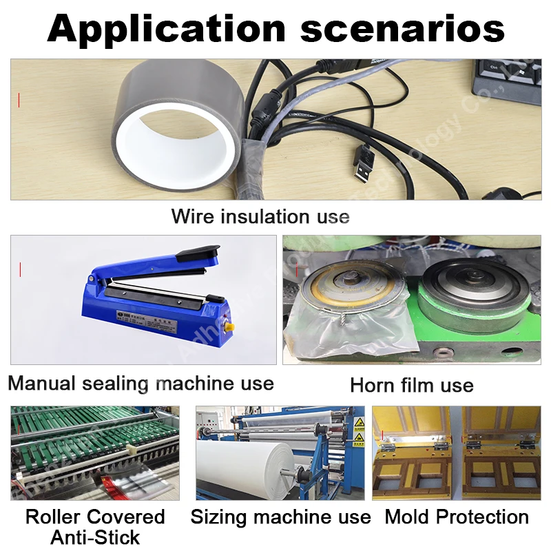 PTFE Tape, Single Side Silicone Adhesive PTFE Film Tape Sheets, Heat Resistant Film Tape