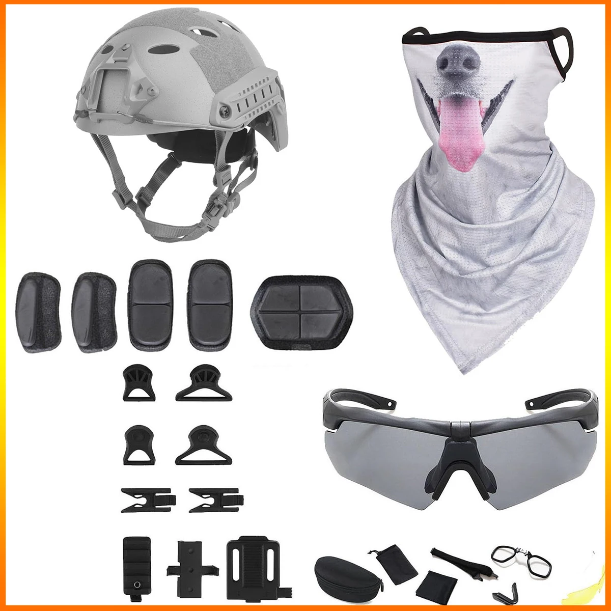 3D Hunting Animal Neck Tactical Set Includes Helmet Goggles and Neck Gaiter Ear-Hanging Sun Windproof Dust Protection Neck Guard