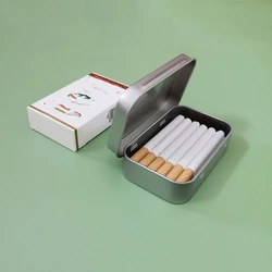 Caixa de cigarro de metal de prata humidor do tabaco caixa de armazenamento de papel de rolamento fumar acessórios presente para fumante