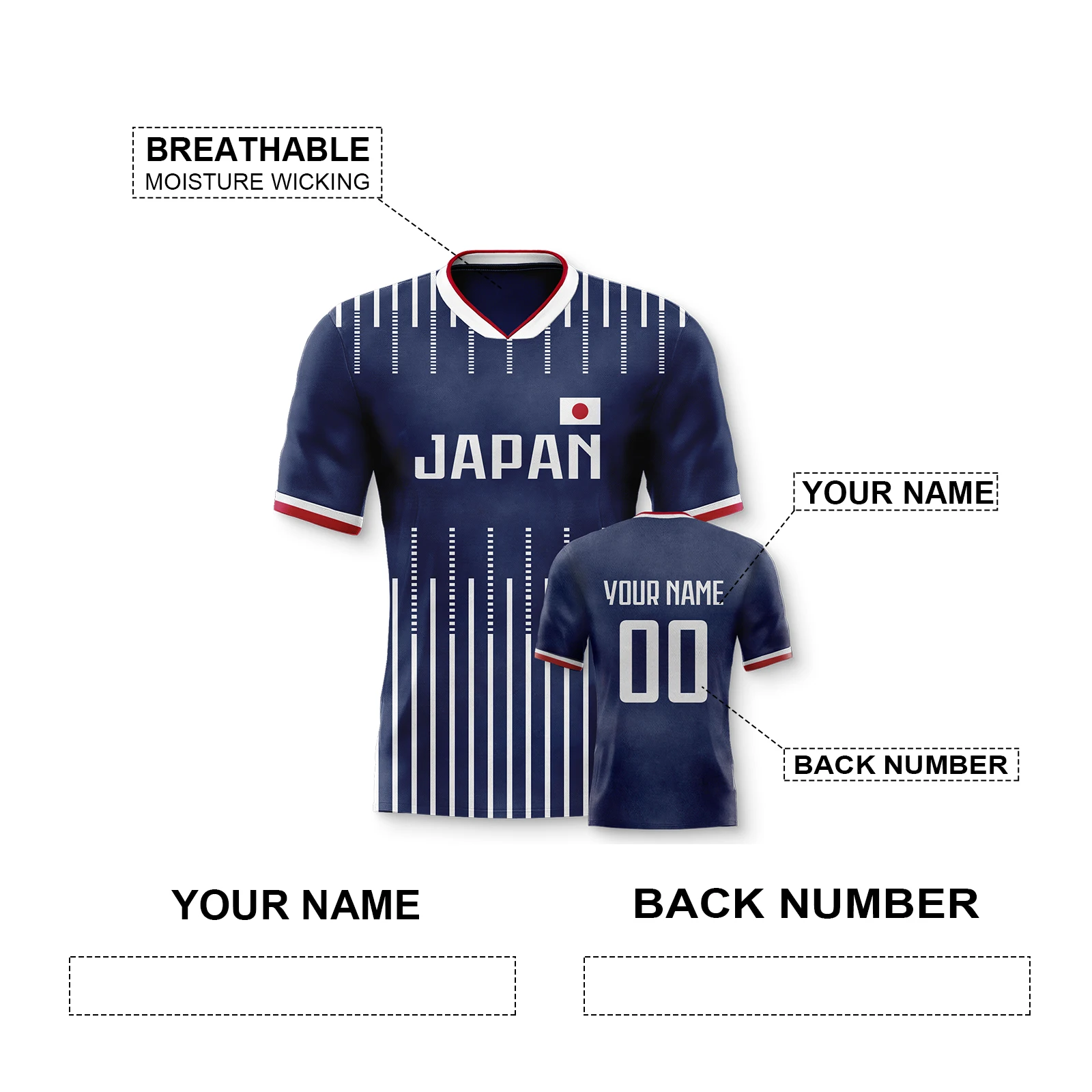 Custom Japan Football Jersey Personalized Name Number Soccer Shirt National Team Jerseys for Men Women Kids view 2
