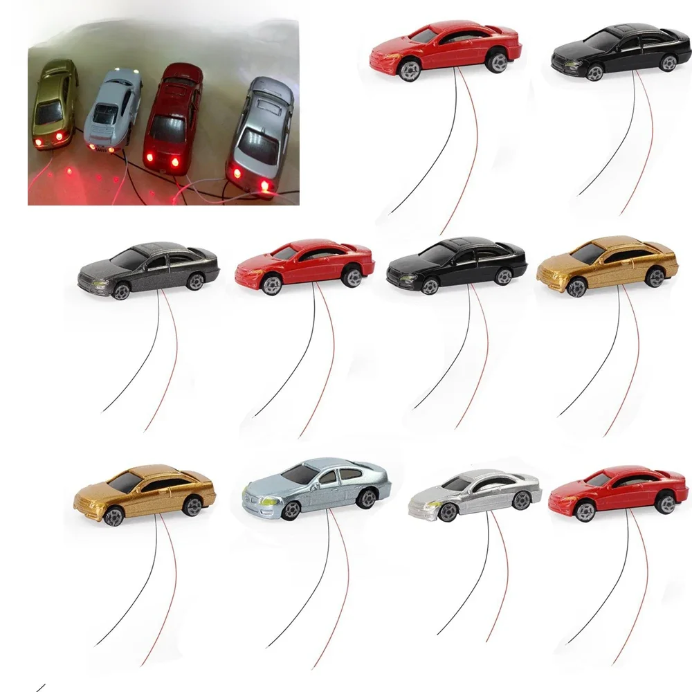 10 teile/beutel 1:75/150/200 ho Maßstab Sand tisch Modell auto mit LED-Lichtern Mikros zene Gebäude Dekoration Kit DIY Mini Ornamente