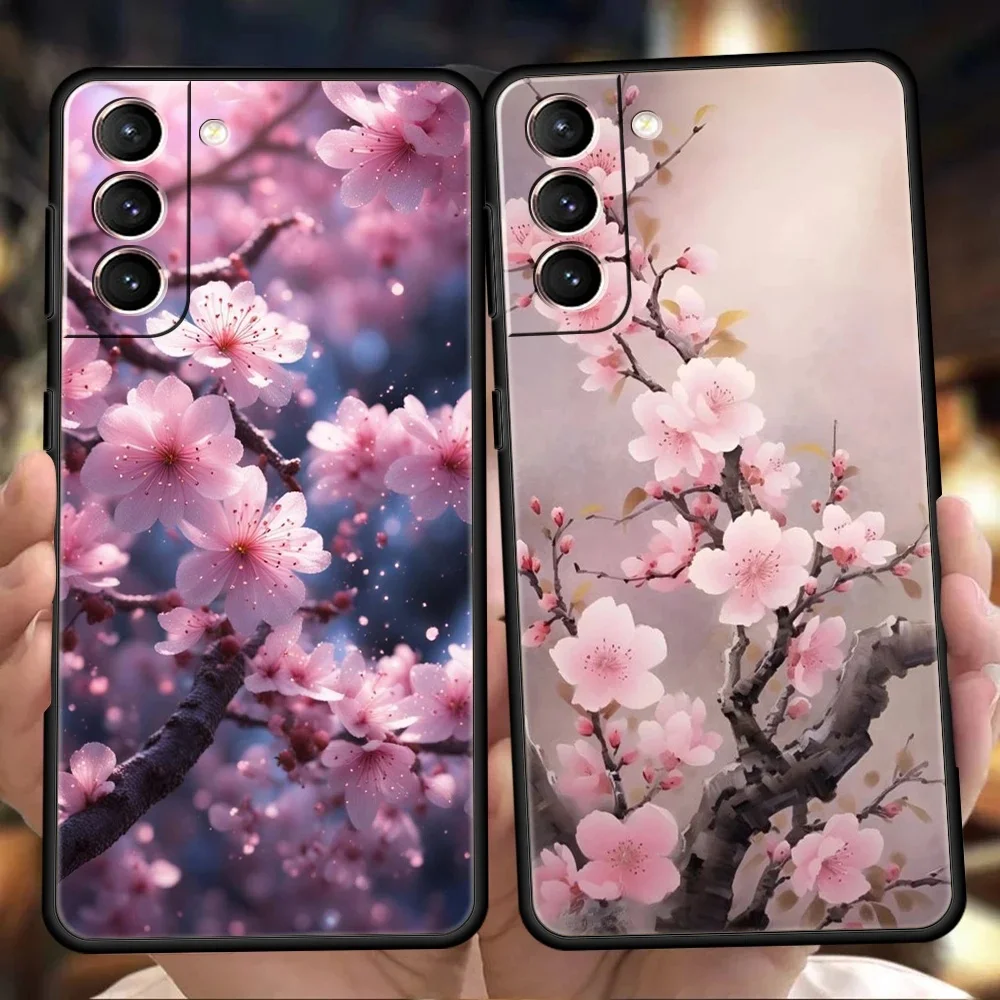 Coque fleurs de cerisier pour Samsung Galaxy S24 S23 S22 S20 S21 FE Ultra S10 S10E S9 S8 Plus 5G, housse de téléphone antichoc en Silicone