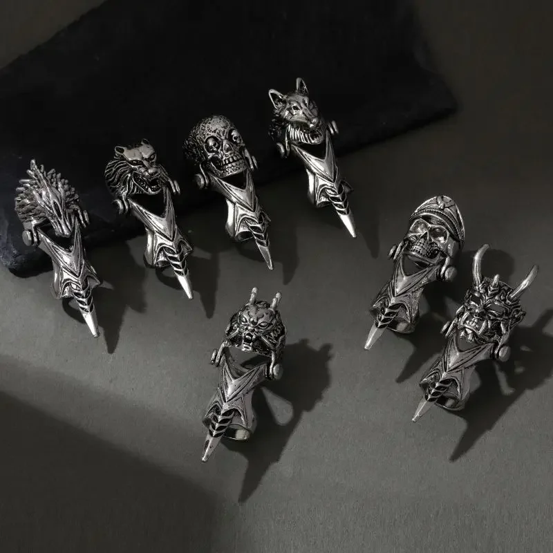 Punk Retro Tier Hand Ring für Männer Unisex Persönlichkeit Wolf Löwe Geist Maske Steampunk langen