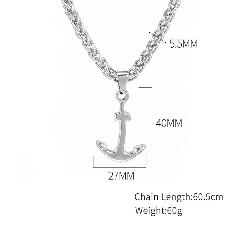 OMKAIMING Boot Ankerförmige Kreuz Anhänger Halskette für Männer Frauen Edelstahl Fisch Hakenförmige Halskette Schmuck Geschenke