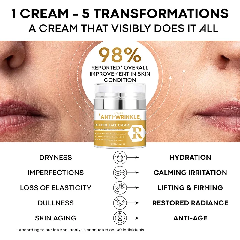 Retinol Wrinkle Removal Cream Fade Face Line Instant Anti Aging Moisturizing Lifting Aging Facial Cream Skin Care Beauty