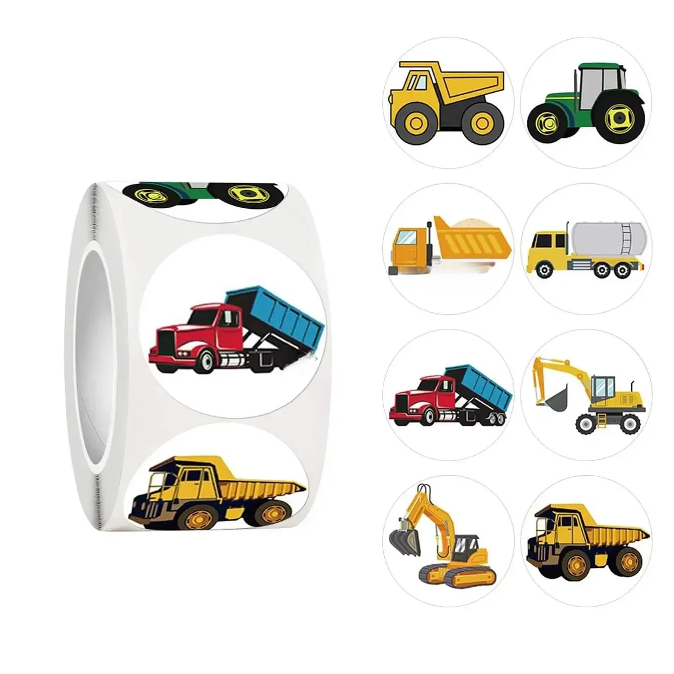 Autocollants de récompense de voitures de 1 pouce, 100 à 500 pièces, autocollants de Construction pour enfants, autocollants de papeterie mignons, décorations d'emballage cadeau