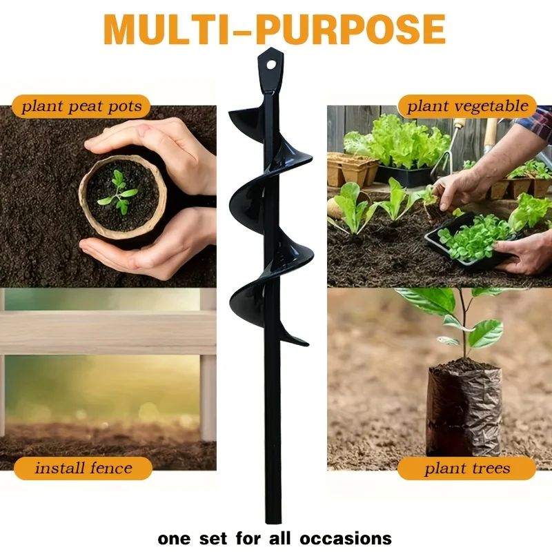 1pc Heavy Duty Spiral Garden Drill Bit, Auger for Planting Flowers, Digging Holes & Soil Mixing