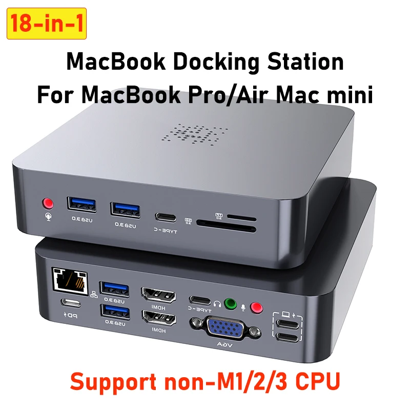 18 in 1 デュアル Type-C ハブ USB C ドッキングステーション 2x HDMI ラップトップアクセサリー MacBook Pro/Air Mac mini Satechi Thunderbolt ドック用