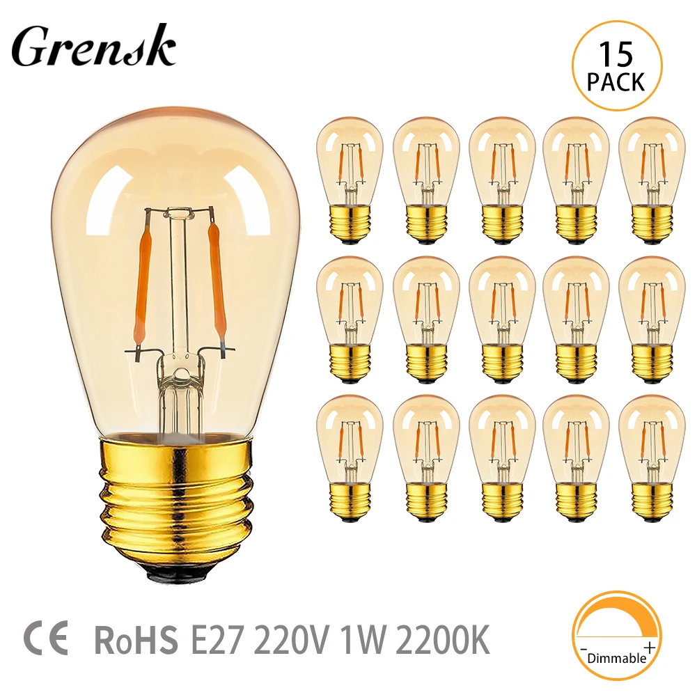 

Vantage Edison Screw Bulb Decorative Filament LED Bulb ST45 1W 2200K Equivalent to 10W Incandescent Amber Glass Outdoor Lamps