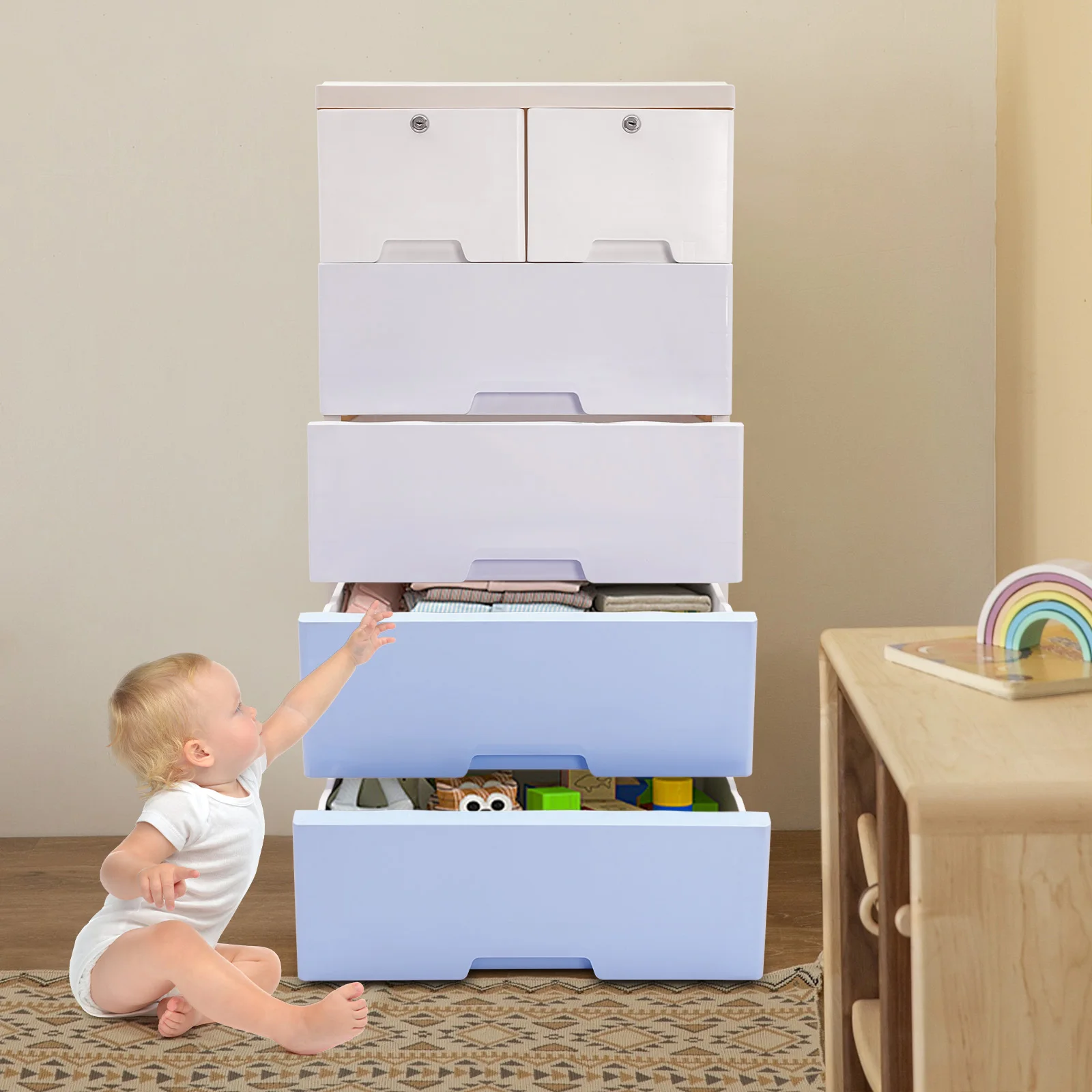 

Plastic Drawers Dresser, Storage Cabinet with Drawers, Closet Drawers Tall Dresser Organizer for Bedrooms, Nurseries, Playrooms
